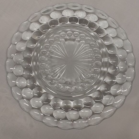 ANCHOR HOCKING BUBBLE SAPPHIRE BLUE - 6 pc set plates, saucer, bowls - Picture 2 of 11